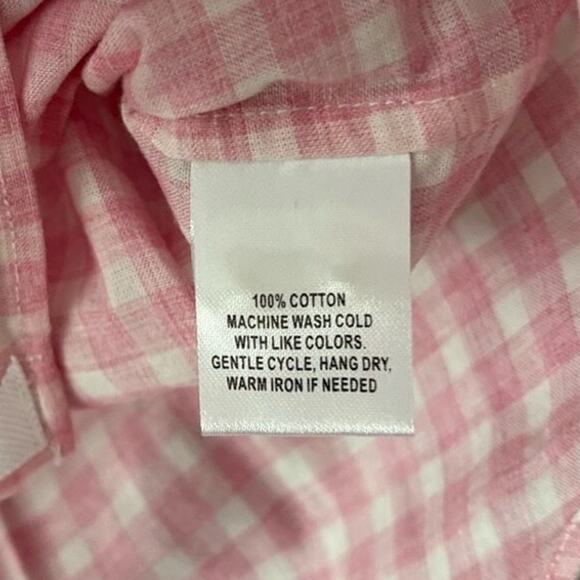 NWT UNTUCKit Pink Gingham Cotton Button-Up Shirt Long Sleeve 14 - Picture 4 of 4